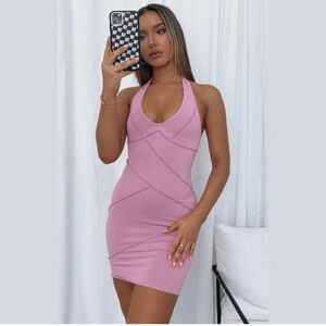 NWT White Fox Boutique Look Back Rose Pink Bodycon Mini Cocktail Dress / Medium